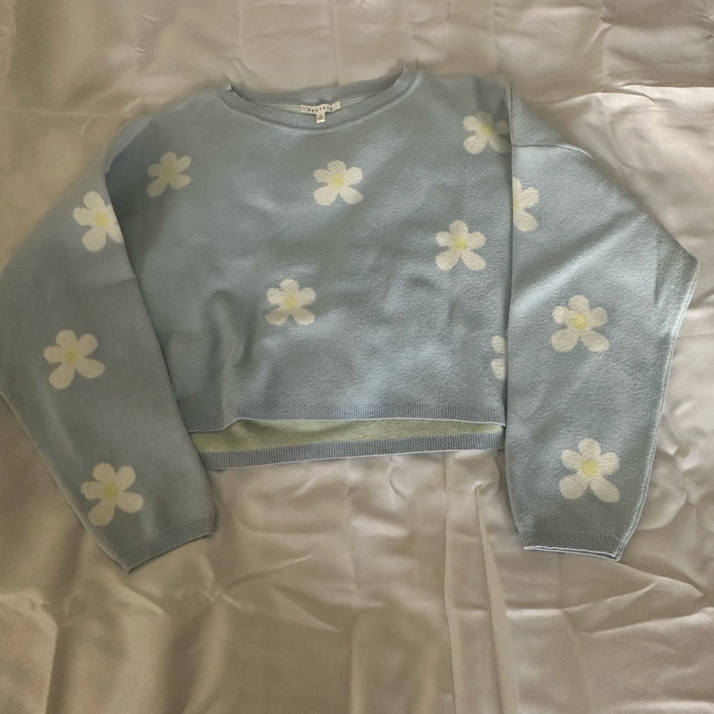 Floral Blue Sweater Cardigan